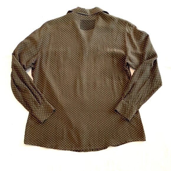 Vintage silk shirt 8 brown polka dot luxury - Picture 6 of 9